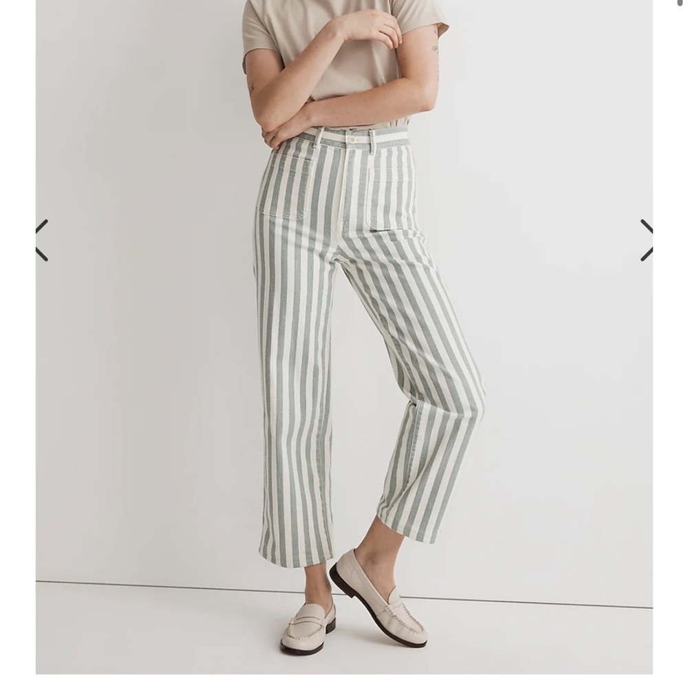 Madewell, The Emmett 2.0 Wide-Leg Crop Pants in Stripe: Patch-Pocket Edition